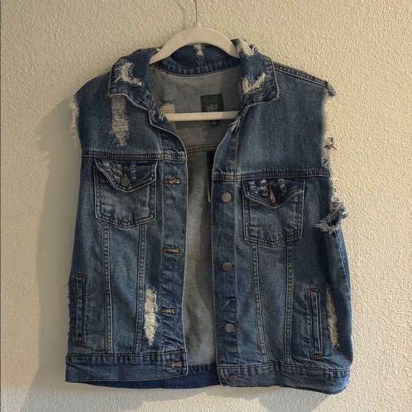 Wild Fable Distressed Denim Vest - Picture 1 of 3